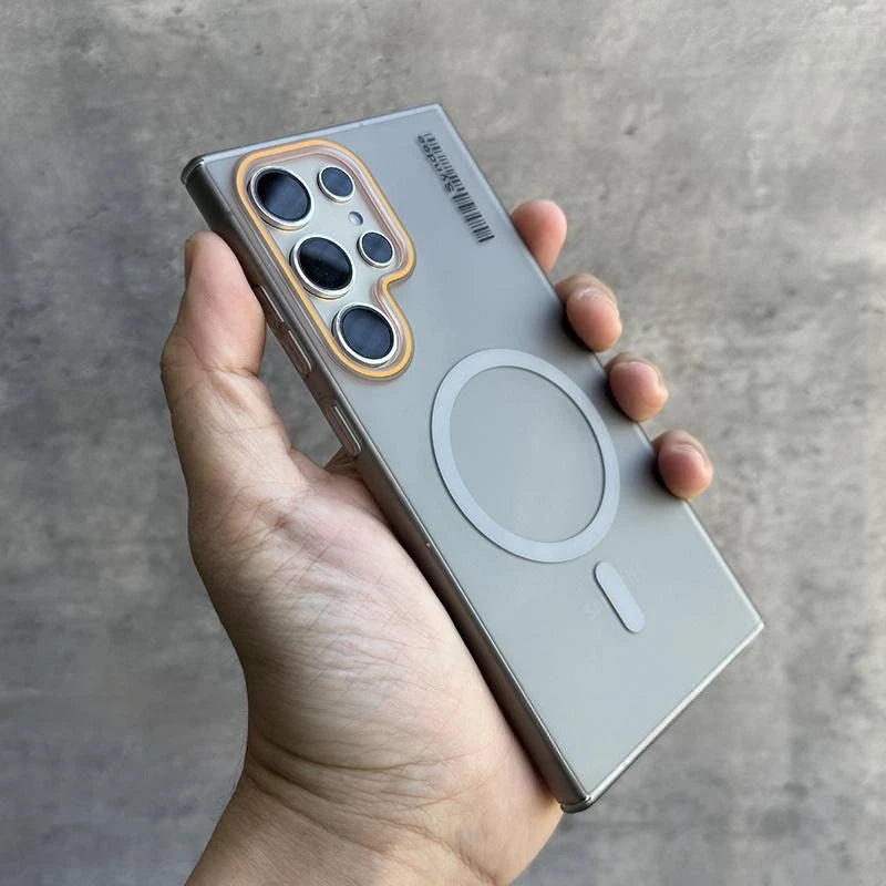 Luxury Mat Magnetic Wireless Charge Magsafe Case for Samsung S24 S23 S22 S25 Ultra Note 20 Slim Lable Cover for Galaxy S25 Plus